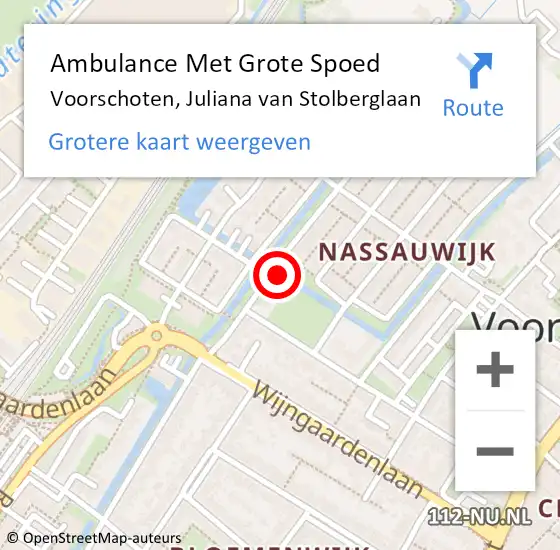 Locatie op kaart van de 112 melding: Ambulance Met Grote Spoed Naar Voorschoten, Juliana van Stolberglaan op 18 juni 2021 08:34