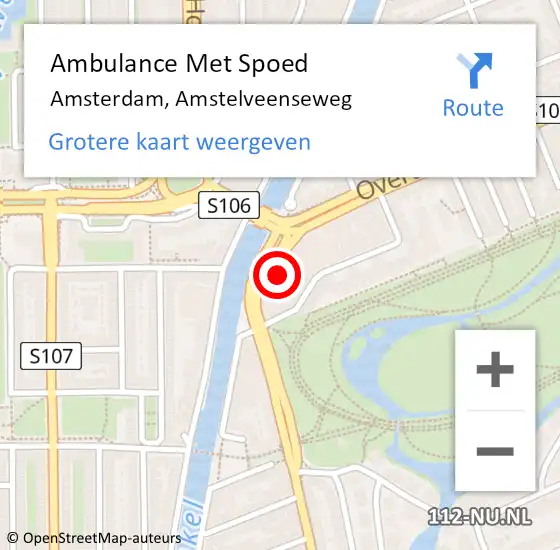 Locatie op kaart van de 112 melding: Ambulance Met Spoed Naar Amsterdam, Amstelveenseweg op 18 juni 2021 08:38