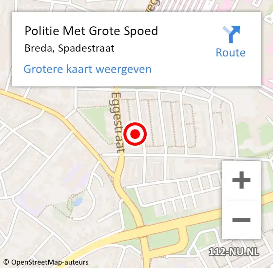 Locatie op kaart van de 112 melding: Politie Met Grote Spoed Naar Breda, Spadestraat op 18 juni 2021 08:38