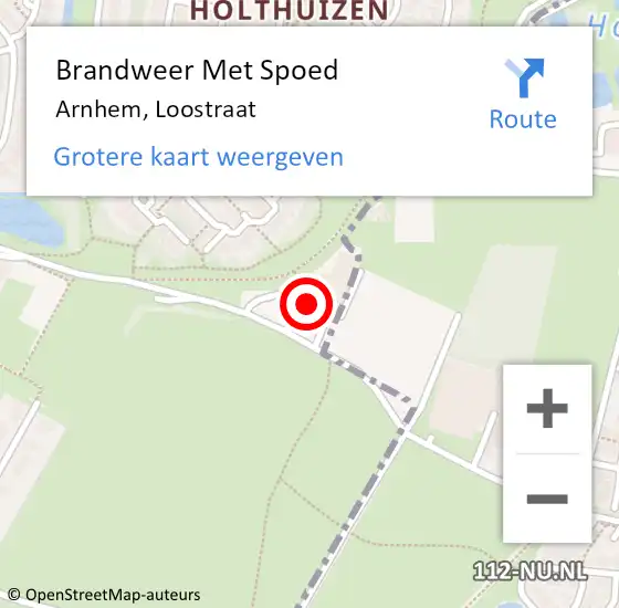 Locatie op kaart van de 112 melding: Brandweer Met Spoed Naar Arnhem, Loostraat op 18 juni 2021 08:52