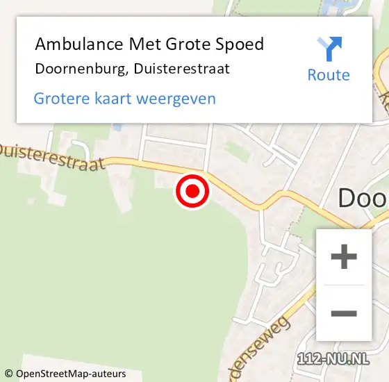 Locatie op kaart van de 112 melding: Ambulance Met Grote Spoed Naar Doornenburg, Duisterestraat op 18 juni 2021 08:58
