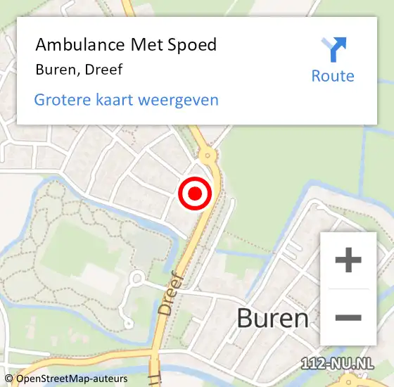 Locatie op kaart van de 112 melding: Ambulance Met Spoed Naar Buren, Dreef op 18 juni 2021 09:01