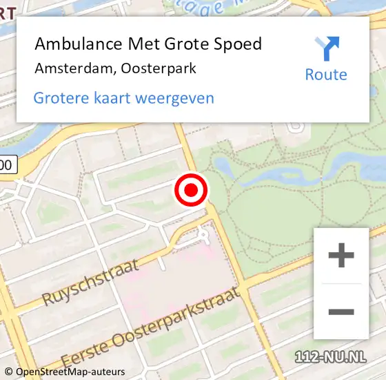 Locatie op kaart van de 112 melding: Ambulance Met Grote Spoed Naar Amsterdam, Oosterpark op 18 juni 2021 09:04