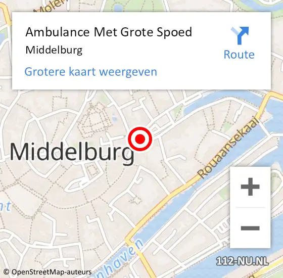 Locatie op kaart van de 112 melding: Ambulance Met Grote Spoed Naar Middelburg op 18 juni 2021 09:05