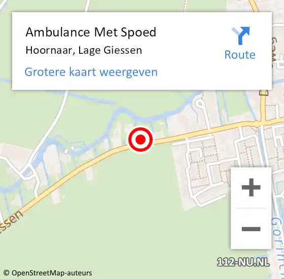 Locatie op kaart van de 112 melding: Ambulance Met Spoed Naar Hoornaar, Lage Giessen op 18 juni 2021 09:08