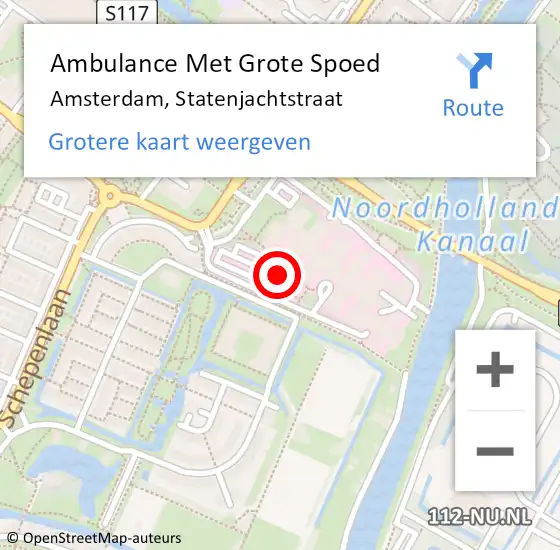 Locatie op kaart van de 112 melding: Ambulance Met Grote Spoed Naar Amsterdam, Statenjachtstraat op 18 juni 2021 09:09
