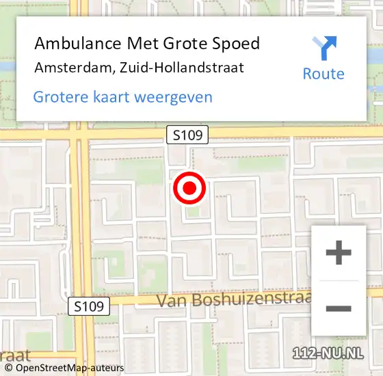 Locatie op kaart van de 112 melding: Ambulance Met Grote Spoed Naar Amsterdam, Zuid-Hollandstraat op 18 juni 2021 09:15