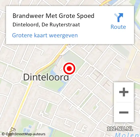 Locatie op kaart van de 112 melding: Brandweer Met Grote Spoed Naar Dinteloord, De Ruyterstraat op 13 juni 2014 16:14