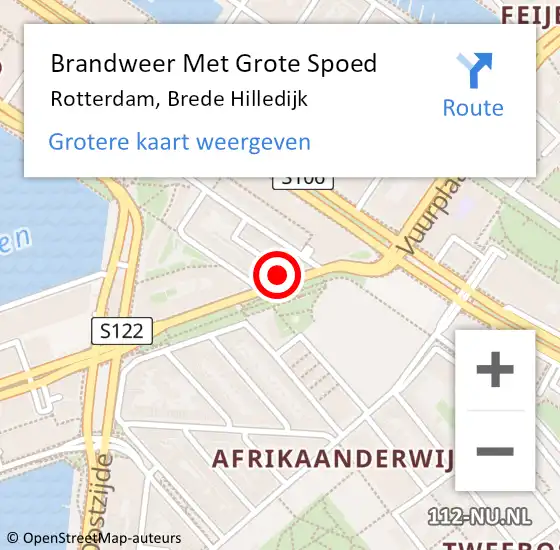 Locatie op kaart van de 112 melding: Brandweer Met Grote Spoed Naar Rotterdam, Brede Hilledijk op 18 juni 2021 09:24