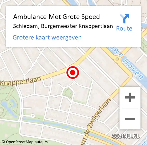 Locatie op kaart van de 112 melding: Ambulance Met Grote Spoed Naar Schiedam, Burgemeester Knappertlaan op 18 juni 2021 09:24