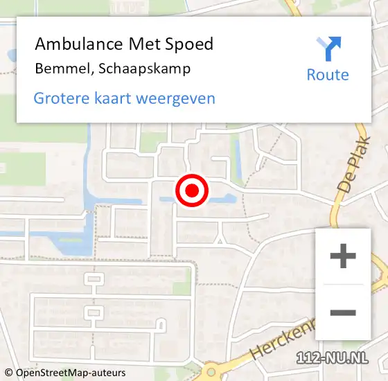 Locatie op kaart van de 112 melding: Ambulance Met Spoed Naar Bemmel, Schaapskamp op 18 juni 2021 09:27