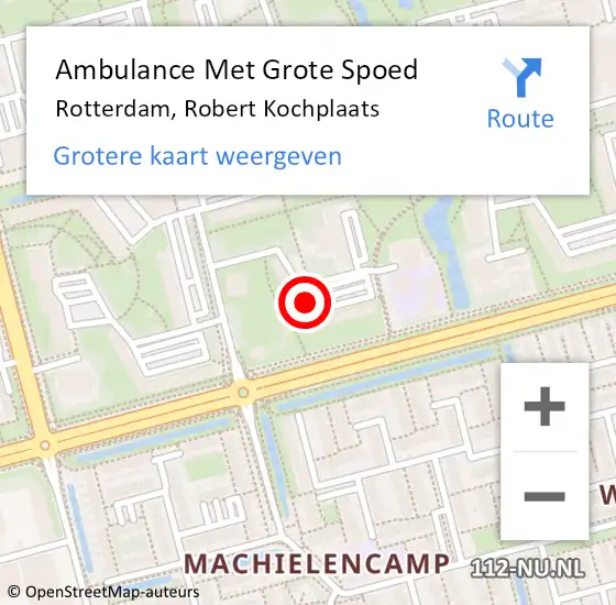 Locatie op kaart van de 112 melding: Ambulance Met Grote Spoed Naar Rotterdam, Robert Kochplaats op 18 juni 2021 09:39