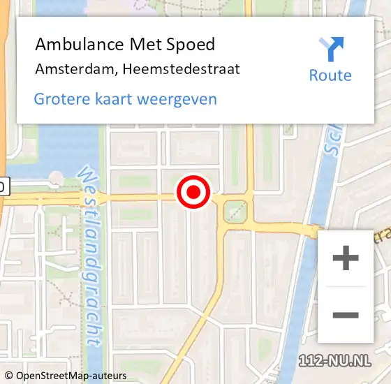Locatie op kaart van de 112 melding: Ambulance Met Spoed Naar Amsterdam, Heemstedestraat op 18 juni 2021 09:44