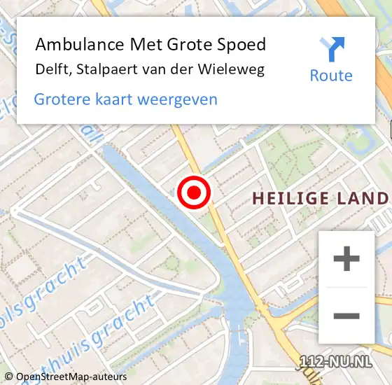 Locatie op kaart van de 112 melding: Ambulance Met Grote Spoed Naar Delft, Stalpaert van der Wieleweg op 18 juni 2021 09:48
