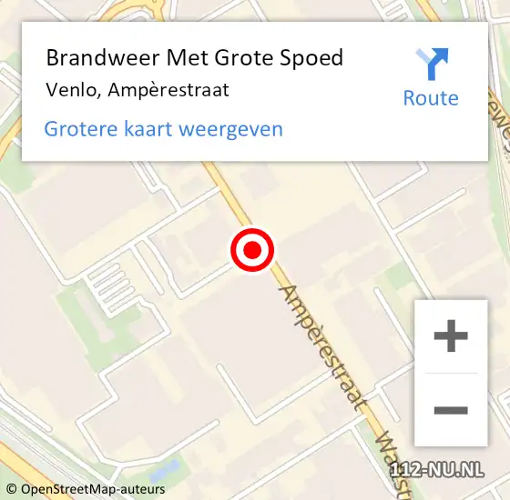Locatie op kaart van de 112 melding: Brandweer Met Grote Spoed Naar Venlo, Ampèrestraat op 18 juni 2021 09:49