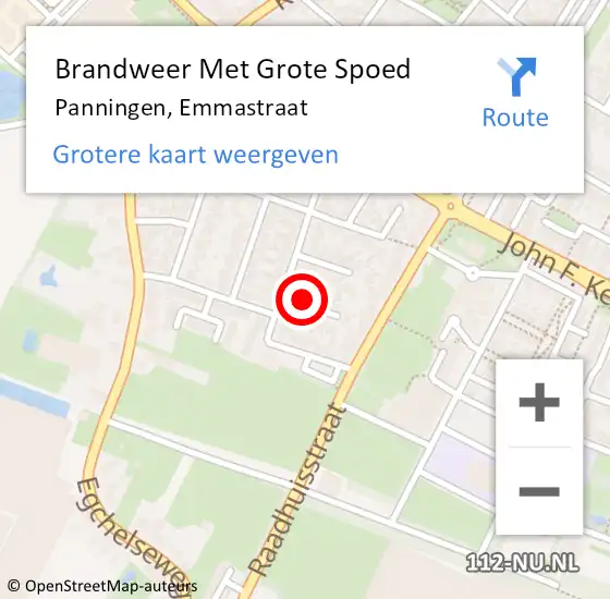 Locatie op kaart van de 112 melding: Brandweer Met Grote Spoed Naar Panningen, Emmastraat op 18 juni 2021 09:52