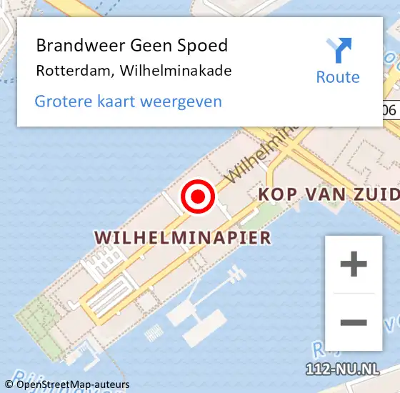 Locatie op kaart van de 112 melding: Brandweer Geen Spoed Naar Rotterdam, Wilhelminakade op 18 juni 2021 09:55