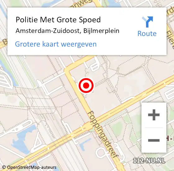 Locatie op kaart van de 112 melding: Politie Met Grote Spoed Naar Amsterdam-Zuidoost, Bijlmerplein op 18 juni 2021 10:01