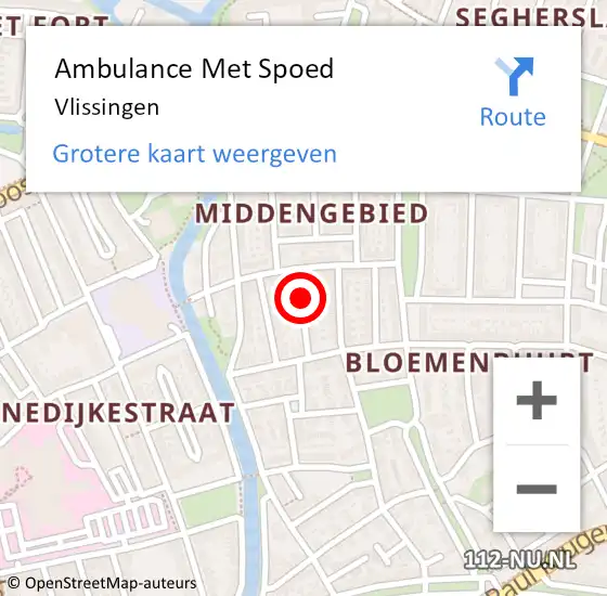 Locatie op kaart van de 112 melding: Ambulance Met Spoed Naar Vlissingen op 18 juni 2021 10:03