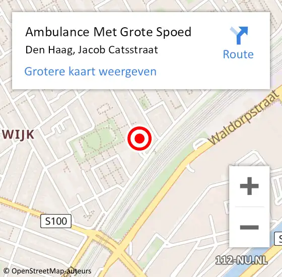 Locatie op kaart van de 112 melding: Ambulance Met Grote Spoed Naar Den Haag, Jacob Catsstraat op 18 juni 2021 10:04