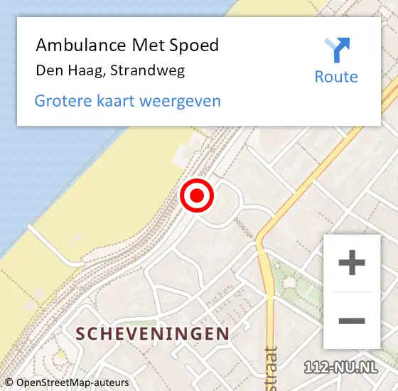 Locatie op kaart van de 112 melding: Ambulance Met Spoed Naar Den Haag, Strandweg op 18 juni 2021 10:06