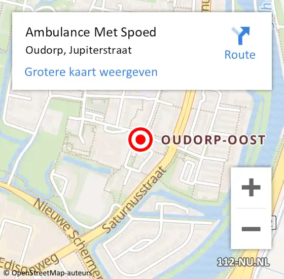 Locatie op kaart van de 112 melding: Ambulance Met Spoed Naar Oudorp, Jupiterstraat op 18 juni 2021 10:07