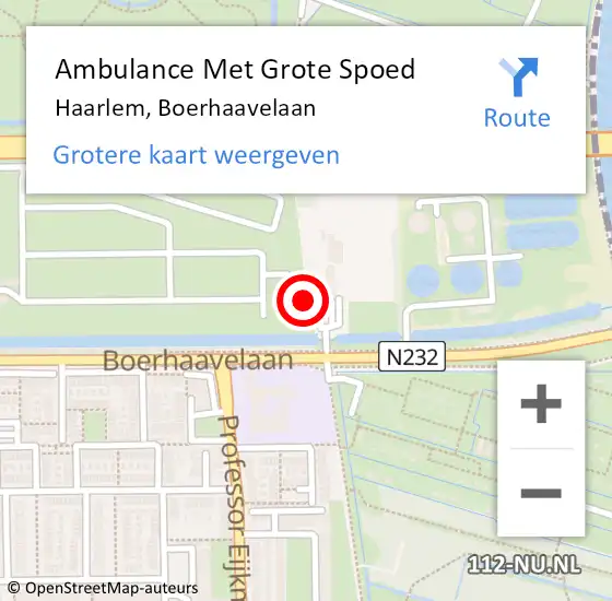 Locatie op kaart van de 112 melding: Ambulance Met Grote Spoed Naar Haarlem, Boerhaavelaan op 18 juni 2021 10:07