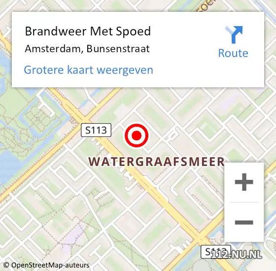 Locatie op kaart van de 112 melding: Brandweer Met Spoed Naar Amsterdam, Bunsenstraat op 18 juni 2021 10:08