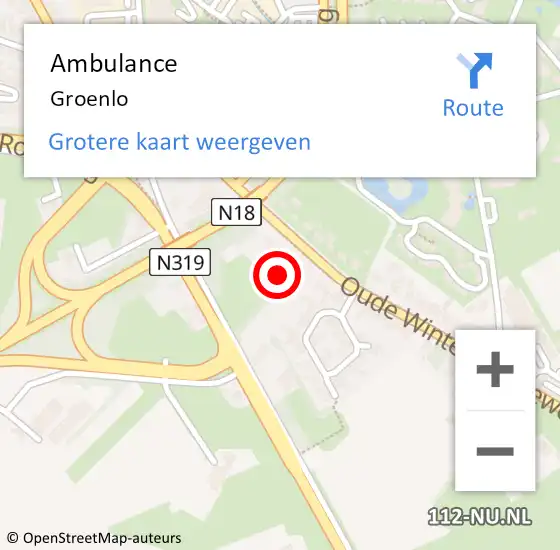 Locatie op kaart van de 112 melding: Ambulance Groenlo op 18 juni 2021 10:09