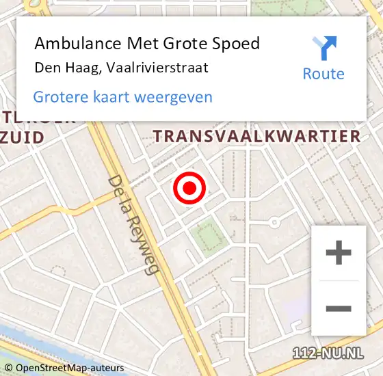 Locatie op kaart van de 112 melding: Ambulance Met Grote Spoed Naar Den Haag, Vaalrivierstraat op 18 juni 2021 10:10