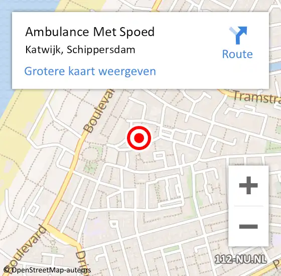 Locatie op kaart van de 112 melding: Ambulance Met Spoed Naar Katwijk, Schippersdam op 18 juni 2021 10:10