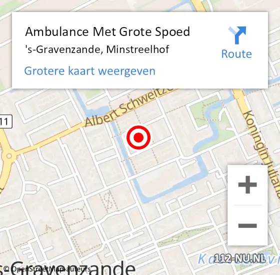 Locatie op kaart van de 112 melding: Ambulance Met Grote Spoed Naar 's-Gravenzande, Minstreelhof op 18 juni 2021 10:13