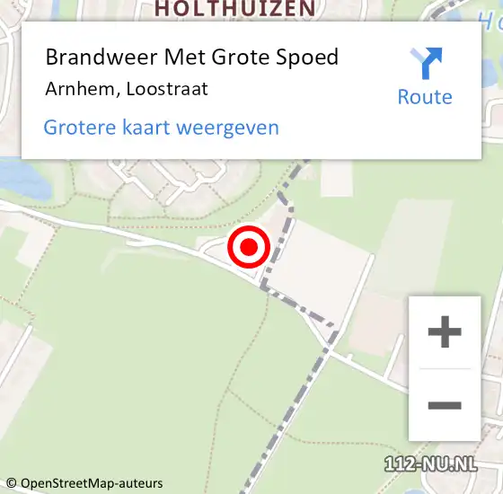 Locatie op kaart van de 112 melding: Brandweer Met Grote Spoed Naar Arnhem, Loostraat op 18 juni 2021 10:15