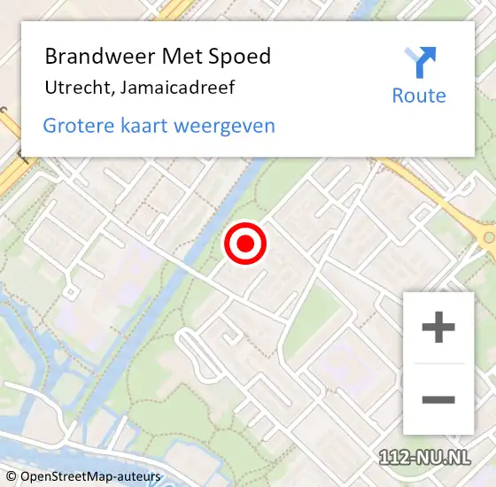 Locatie op kaart van de 112 melding: Brandweer Met Spoed Naar Utrecht, Jamaicadreef op 18 juni 2021 10:18