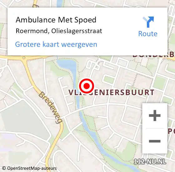 Locatie op kaart van de 112 melding: Ambulance Met Spoed Naar Roermond, Olieslagersstraat op 18 juni 2021 10:22