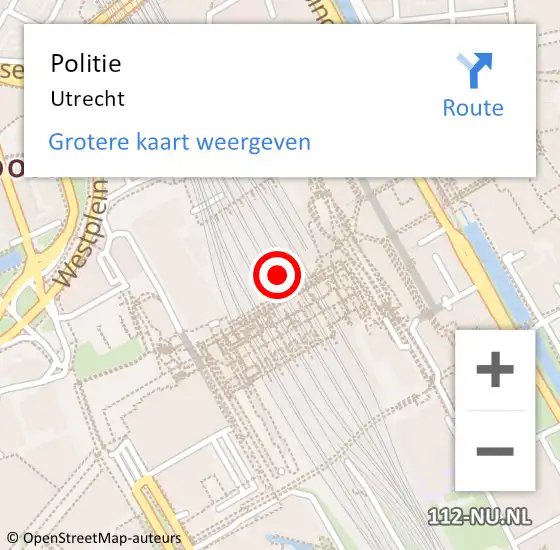 Locatie op kaart van de 112 melding: Politie Utrecht op 18 juni 2021 10:34