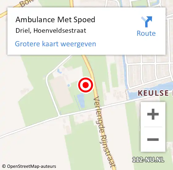 Locatie op kaart van de 112 melding: Ambulance Met Spoed Naar Driel, Hoenveldsestraat op 18 juni 2021 10:34