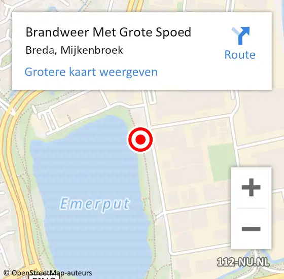 Locatie op kaart van de 112 melding: Brandweer Met Grote Spoed Naar Breda, Mijkenbroek op 18 juni 2021 10:38