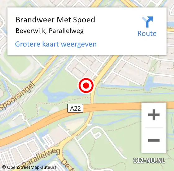 Locatie op kaart van de 112 melding: Brandweer Met Spoed Naar Beverwijk, Parallelweg op 18 juni 2021 10:40