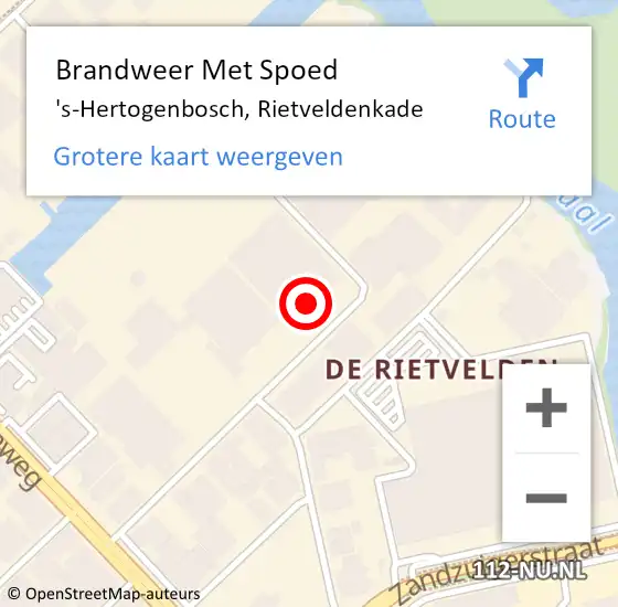 Locatie op kaart van de 112 melding: Brandweer Met Spoed Naar 's-Hertogenbosch, Rietveldenkade op 18 juni 2021 10:42