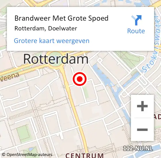 Locatie op kaart van de 112 melding: Brandweer Met Grote Spoed Naar Rotterdam, Doelwater op 18 juni 2021 10:50