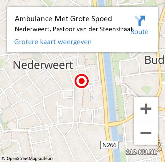 Locatie op kaart van de 112 melding: Ambulance Met Grote Spoed Naar Nederweert, Pastoor van der Steenstraat op 18 juni 2021 10:54