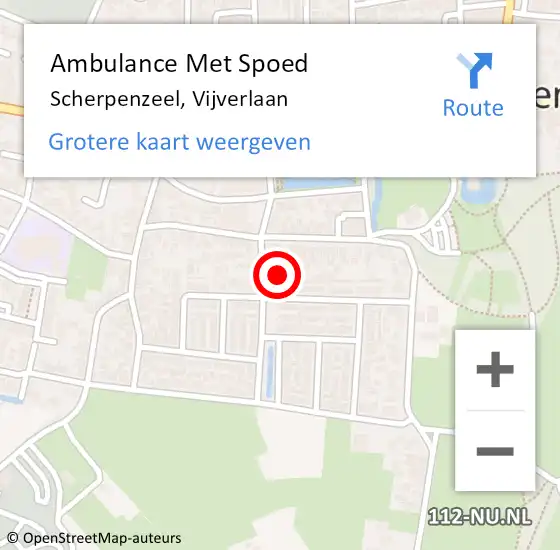Locatie op kaart van de 112 melding: Ambulance Met Spoed Naar Scherpenzeel, Vijverlaan op 18 juni 2021 10:56