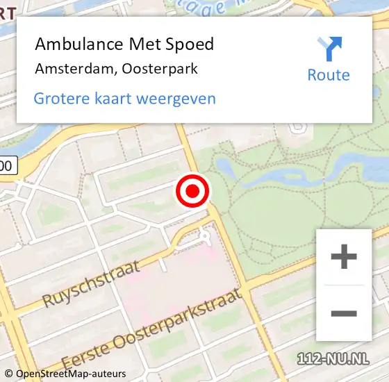 Locatie op kaart van de 112 melding: Ambulance Met Spoed Naar Amsterdam, Oosterpark op 18 juni 2021 10:57