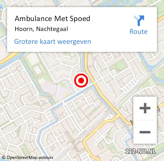 Locatie op kaart van de 112 melding: Ambulance Met Spoed Naar Hoorn, Nachtegaal op 18 juni 2021 10:58