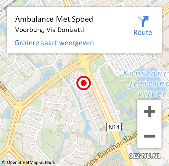 Locatie op kaart van de 112 melding: Ambulance Met Spoed Naar Voorburg, Via Donizetti op 18 juni 2021 10:59