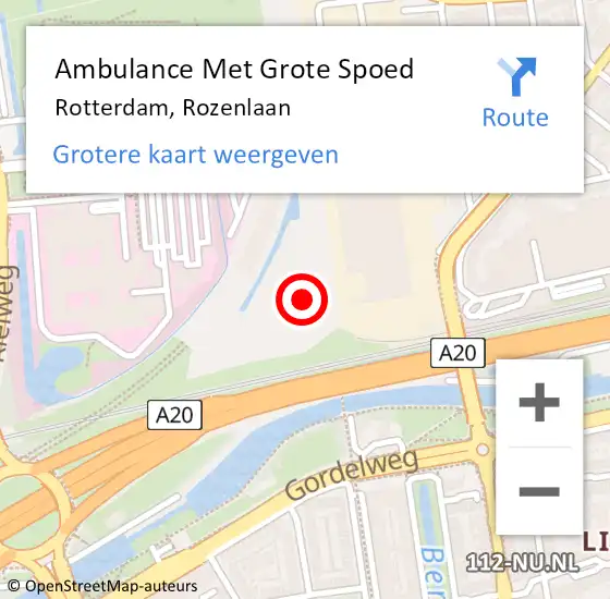 Locatie op kaart van de 112 melding: Ambulance Met Grote Spoed Naar Rotterdam, Rozenlaan op 18 juni 2021 10:59