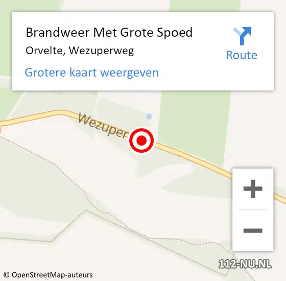 Locatie op kaart van de 112 melding: Brandweer Met Grote Spoed Naar Orvelte, Wezuperweg op 4 oktober 2013 23:54