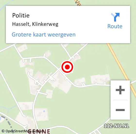 Locatie op kaart van de 112 melding: Politie Hasselt, Klinkerweg op 18 juni 2021 11:00