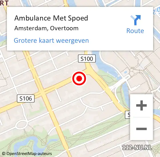 Locatie op kaart van de 112 melding: Ambulance Met Spoed Naar Amsterdam, Overtoom op 18 juni 2021 11:01